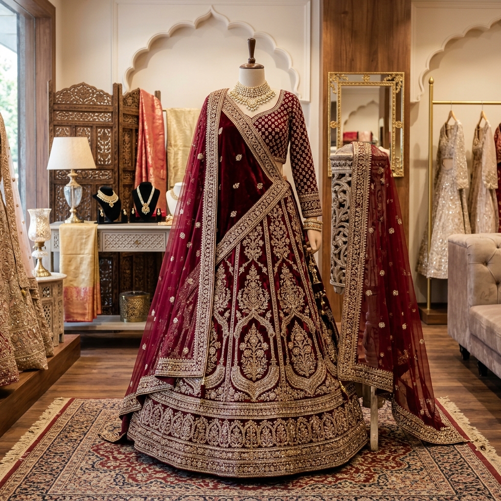 Maroon Heavy Bridal Lehenga
