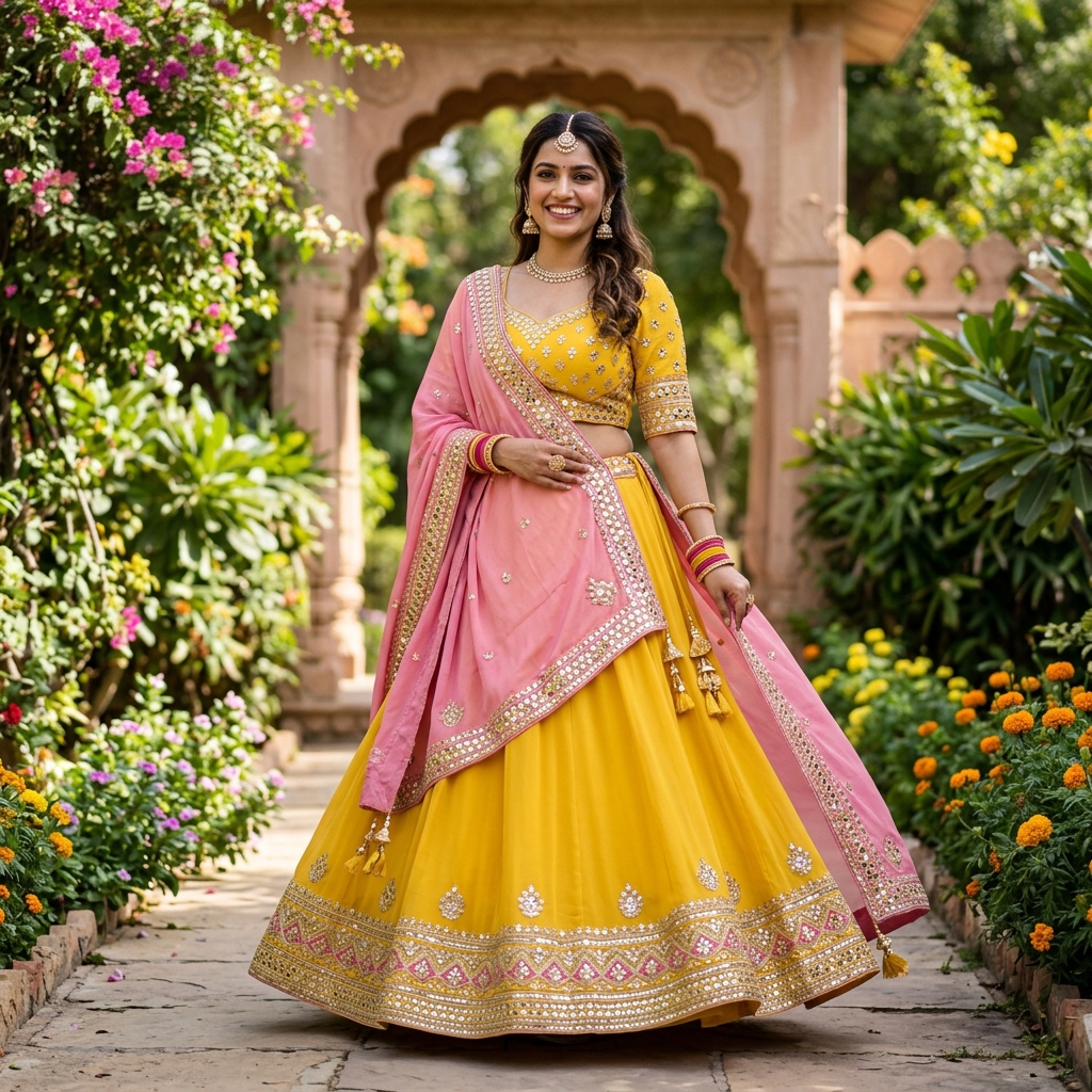 Sunshine Yellow Georgette Lehenga